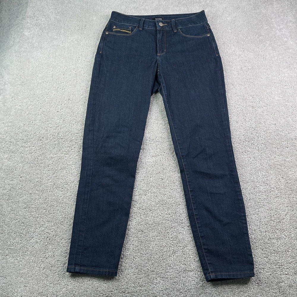 NYDJ Jeans Womens 6 Blue Alina Ankle Slim Lift Tuck Stretch Dark Wash Denim